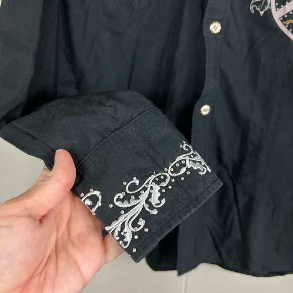 El General Mens Black Button Down Shirt Embroidered Crest Military Long Sleeve M - Picture 3 of 10